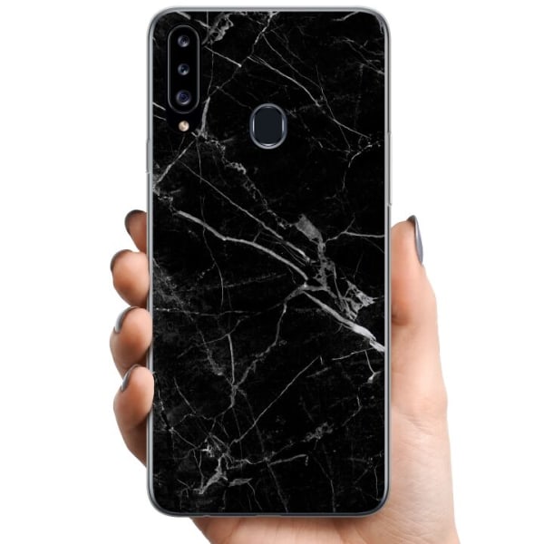 Samsung Galaxy A20s TPU Mobilskal black marble