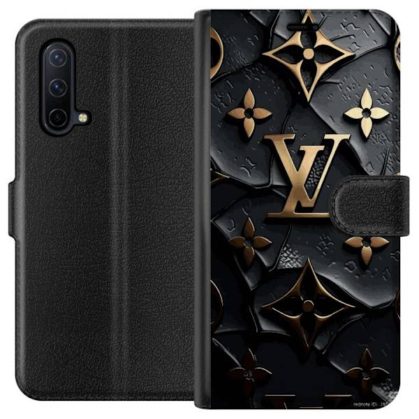 OnePlus Nord CE 5G Tegnebogsetui Louis Vuitton Mørk Tilstand Design Sort Luksus Stil Mode Populær Grafisk Mønster Modeikon Luksusmærke