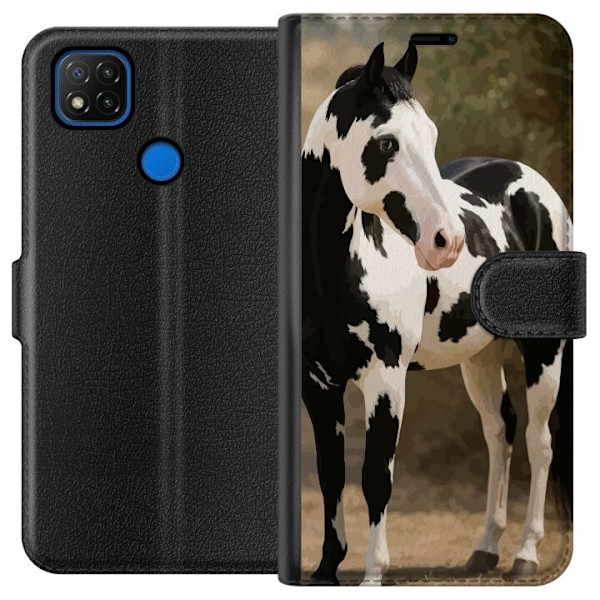 Xiaomi Redmi 9C Lommeboketui Vakker Hest - elegant illustrasjon av hestemotiv