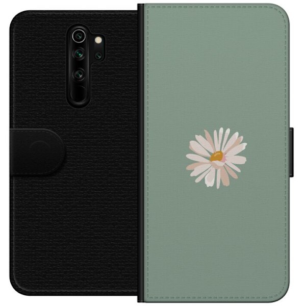 Xiaomi Redmi Note 8 Pro  Lompakkokotelo Vihreä Minimalikukka - tyylikäs kukka vihreällä taustalla