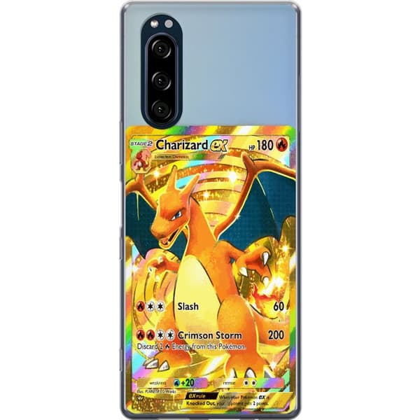 Kompatibelt Mobildeksel til Sony Xperia 5 GyllenCharizard EX samlerkort med regnbueeffekter gull