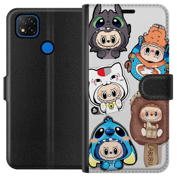 Xiaomi Redmi 9C Tegnebogsetui Labubu figur samling - Pop Mart