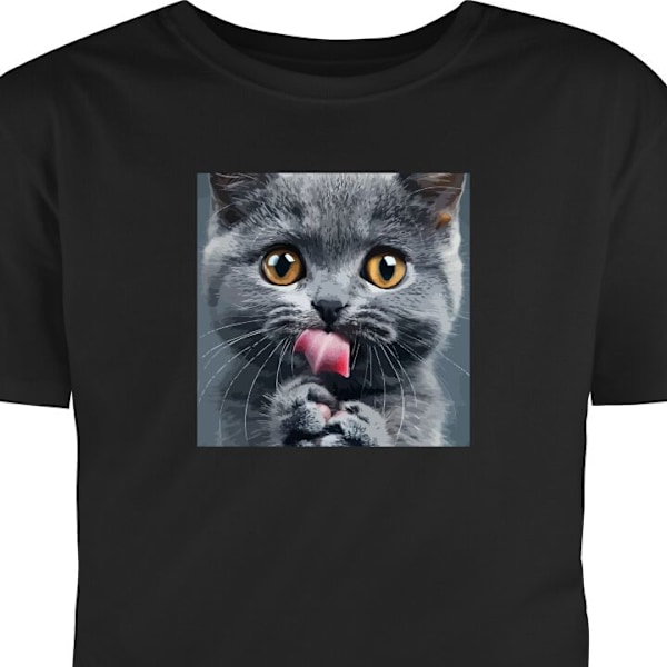 T-shirt för Vuxen | Klassisk Vuxen-T-shirt Katt svart M