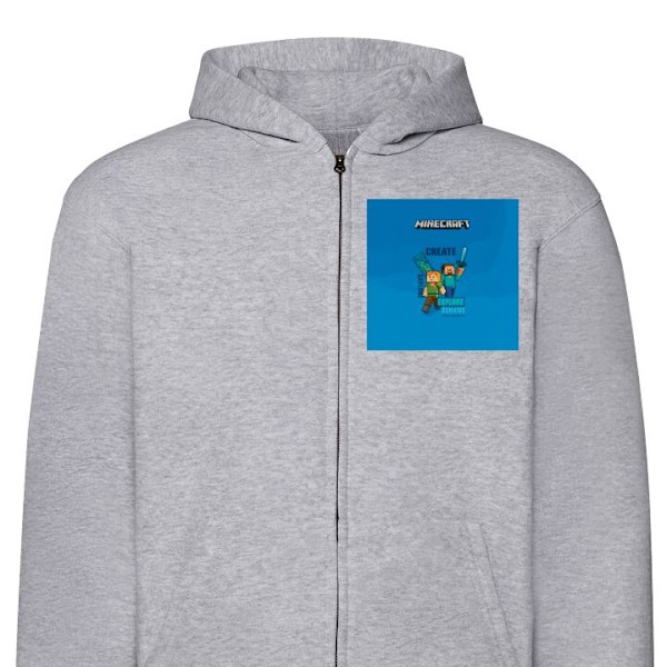 Zip-Hoodie | Hættetrøje med Lynlås til Voksne Minecraft Huler grå M