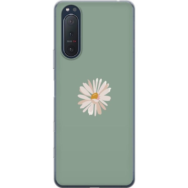 Sony Xperia 5 II Läpinäkyvä kuori Vihreä Minimalikukka - tyylikäs kukka vihreällä taustalla