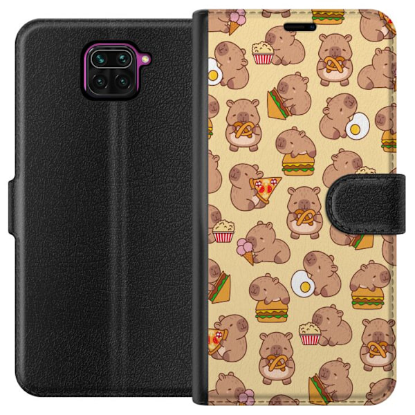 Xiaomi Redmi Note 9 Tegnebogsetui Kawaii capybara mobilcover med flere søde figurer