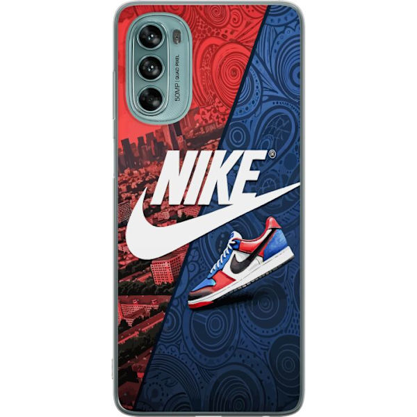 Motorola Moto G62 5G Läpinäkyvä kuori  Nike Logo Punainen Sininen Lenkkarit Tyyli Urheilu Muoti Suosittu Swoosh Kuviointi Harjoitusvaatteet Graafin