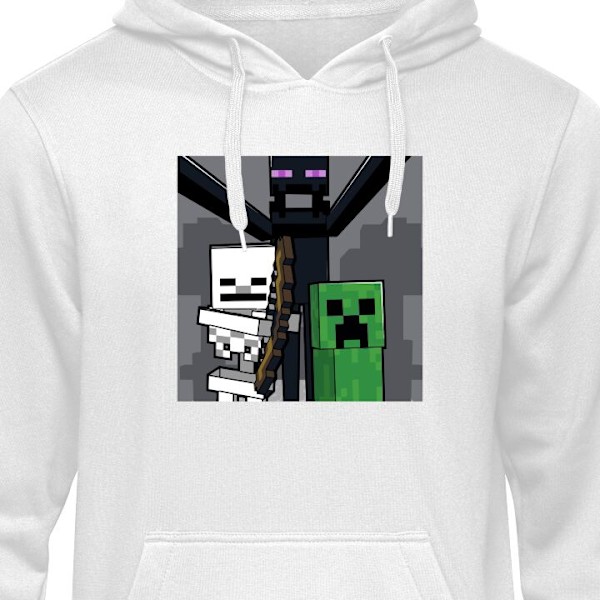 Børne-Hoodie | Blød Hættetrøje til Børn Minecraft hvid 9-11 År