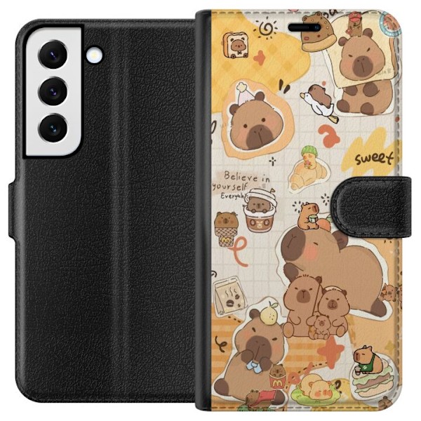 Samsung Galaxy S22+ 5G Tegnebogsetui Kawaii capybara mobilskal med gulliga djurmotiv