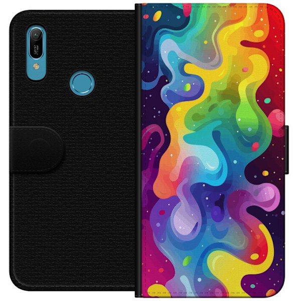 Huawei Y6 (2019) Plånboksfodral Color Splash Abstrakt Konst Design Färgstarkt Mönster Modern Populär Väggkonst Grafiskt Trend
