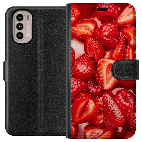 Motorola Moto G31 Lompakkokotelo Mansikkakuviointi - makea mot