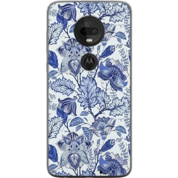 Motorola Moto G7 Genomskinligt Skal Blommor Blå...