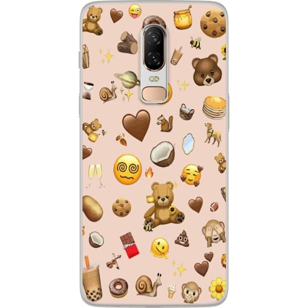 OnePlus 6 Genomskinligt Skal Brown Emoji