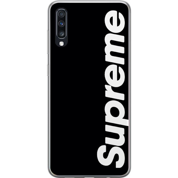 Samsung Galaxy A70 Gennemsigtig cover Supreme Sort Hvid Streetwear Design Klassisk Modeikon Trend Urban Stil Grafiskt Motiv Populær