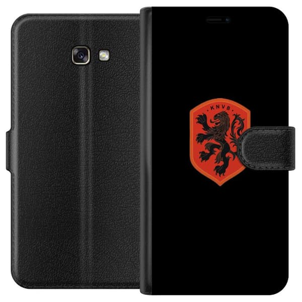 Kompatibel Tegnebogsetui til Samsung Galaxy A3 (2017) Orange skjold med sort heraldisk løve mod sort baggrund sort