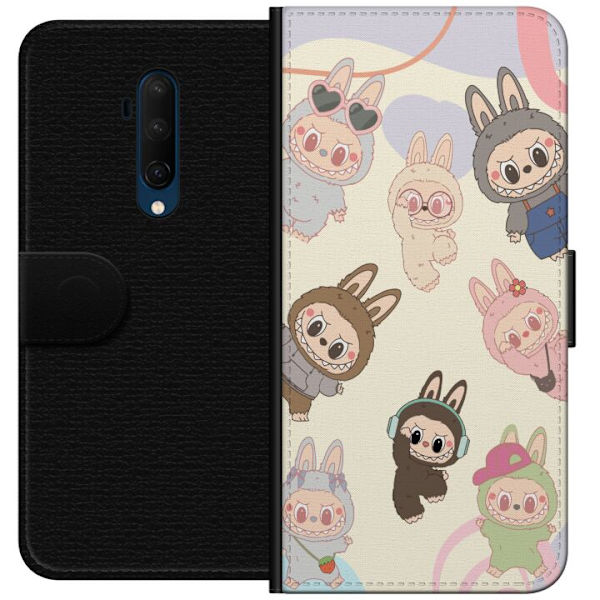 OnePlus 7T Pro Plånboksfodral Labubu Pop Mart Kollektion Motiv Figur Samling Design Populärt Art Toy Pop Mart Kreativ Grafiskt