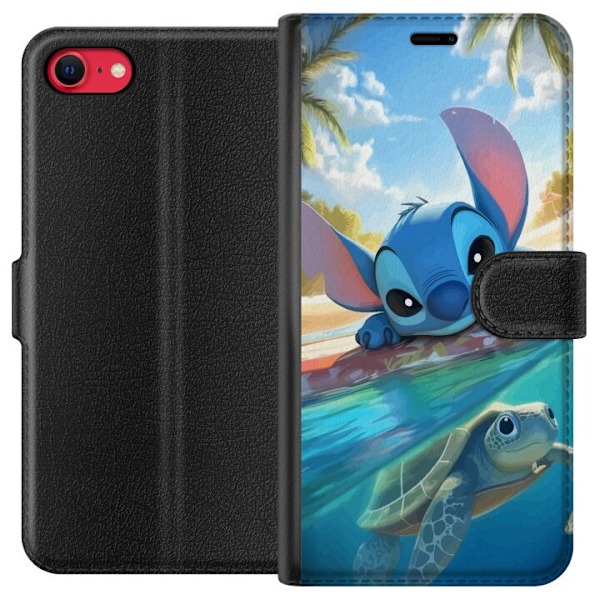 Apple iPhone 7 Tegnebogsetui Stitch med skildpadde - sød blå