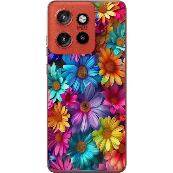 Motorola Edge 50 Neo Genomskinligt Skal Gerbera Blommor Färgglad Dekor Blommotiv Populärt Heminredning Färg Rik Väggkonst Design