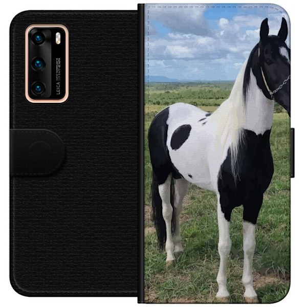 Huawei P40 Plånboksfodral Hästmagi – stiliserad häst i lu