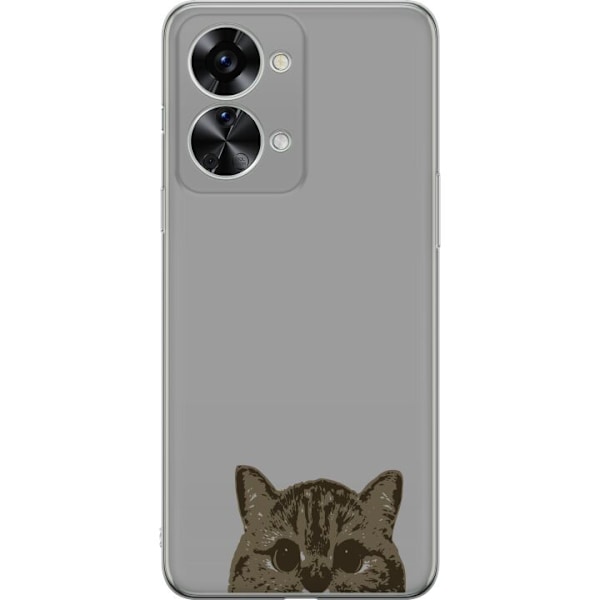 OnePlus Nord 2T Genomskinligt Skal Grå Kattblick – stilren kattdesign med grå bakgrund
