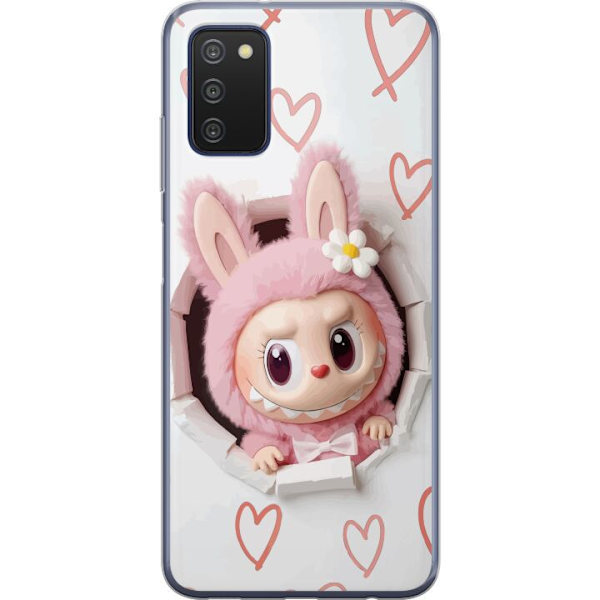 Samsung Galaxy A03s Gennemsigtig cover Labubu Hjerte Baggrund Pop Mart Kærlighed Tema Karakter Design Populært Motiv Samlerfigur Kunst Legetøj Seri
