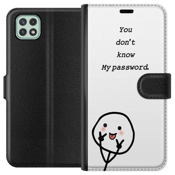 Samsung Galaxy A22 5G Plånboksfodral You Don’t Know My Password – edgy textmotiv med attityd