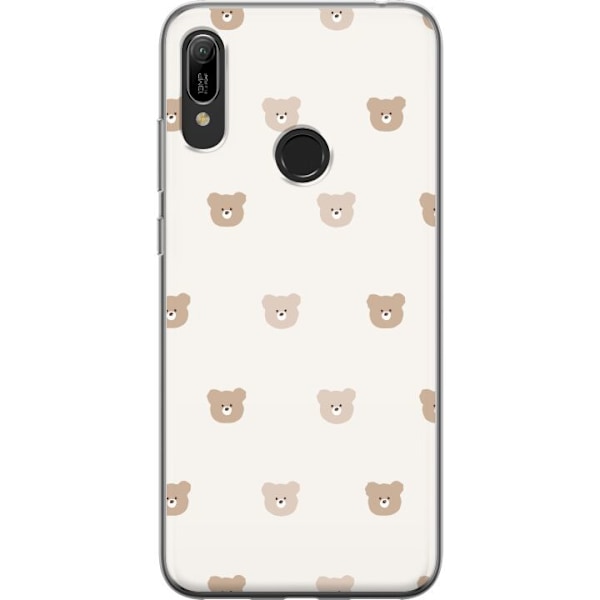 Huawei Y6 (2019) Gennemsigtig cover Teddybaggrund - søde teddybjørne mod en blød baggrund