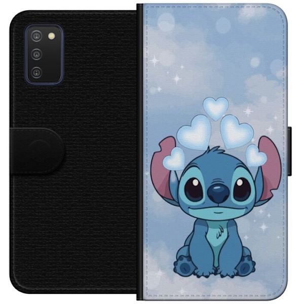 Samsung Galaxy A03s Tegnebogsetui Stitch Hoppende Glæde - Sjovt Design til Gave
