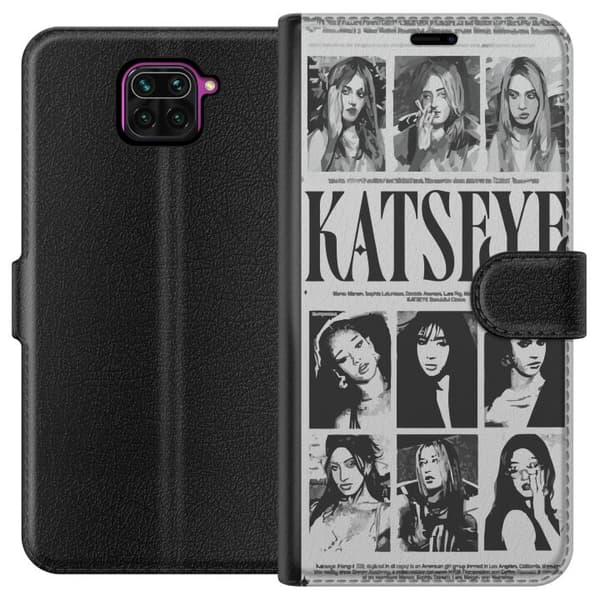 Kompatibelt Lommeboketui til Xiaomi Redmi Note 9 KATSEYE svartvit poster grå