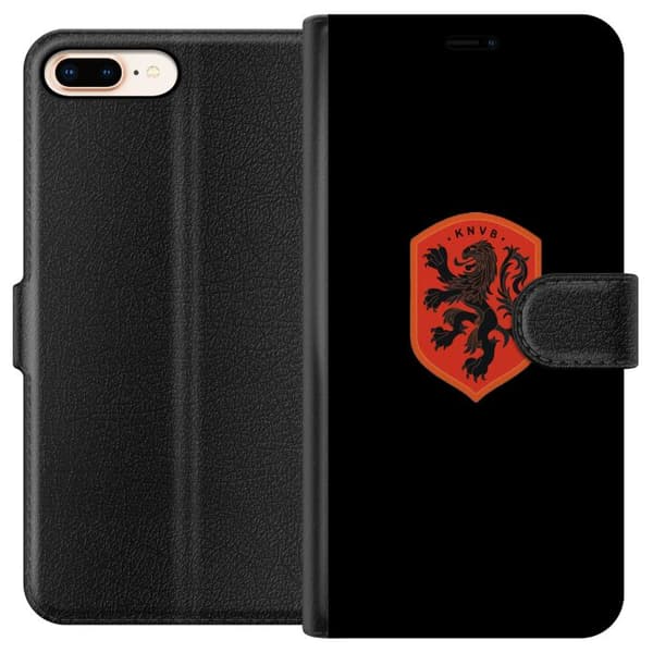 Kompatibel Tegnebogsetui til Apple iPhone 7 Plus Orange skjold med sort heraldisk løve mod sort baggrund sort