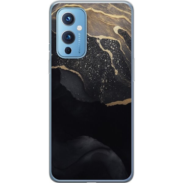 OnePlus 9 Gennemsigtig cover Sort guld abstrakt