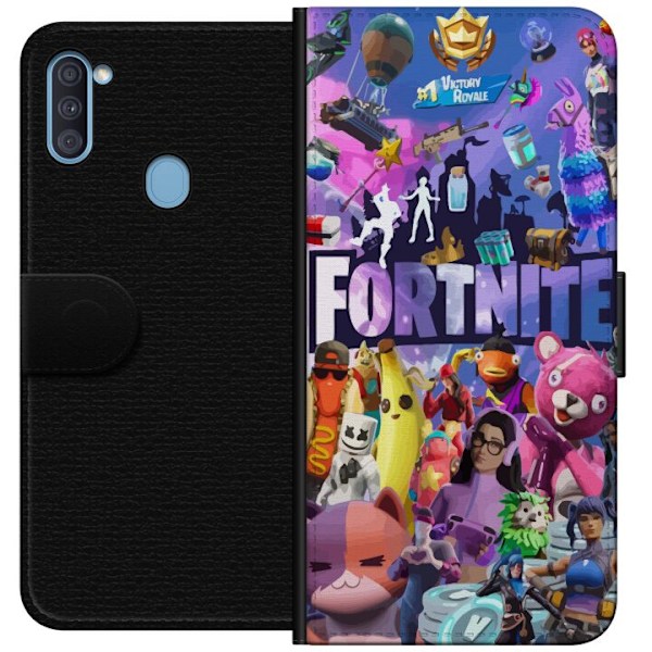 Samsung Galaxy A11 Tegnebogsetui Fortnite Skins Emotes Battle Royale Karakterer Gamer Gamingtema Fed Børn Unge