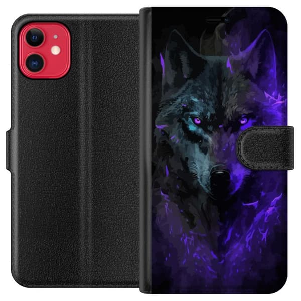 Kompatibel Tegnebogsetui til Apple iPhone 11 Ulven Lilla