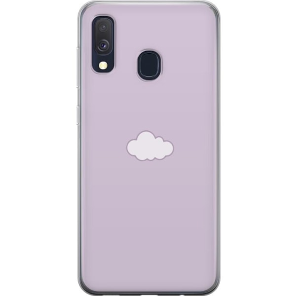 Samsung Galaxy A40 Genomskinligt Skal Lila Moln – minimalistiskt moln på lila bakgrund