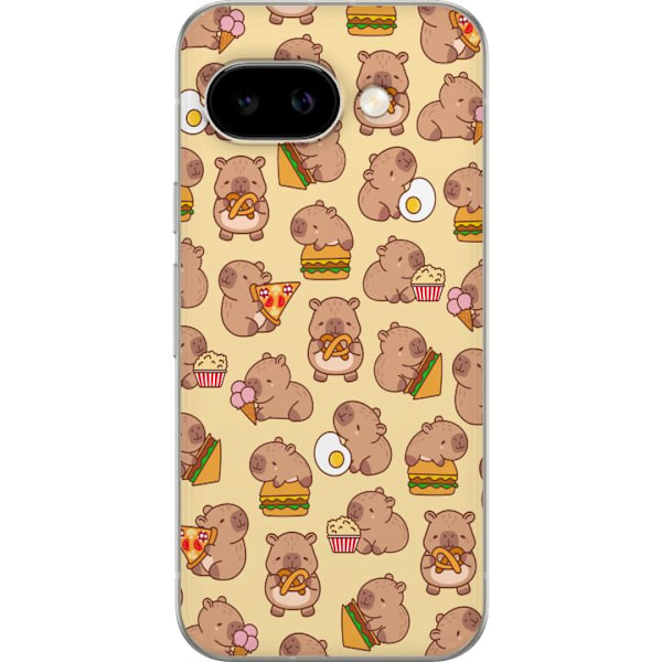 Google Pixel 9a Genomskinligt Skal Kawaii capybara mobilskal med flera söta figurer
