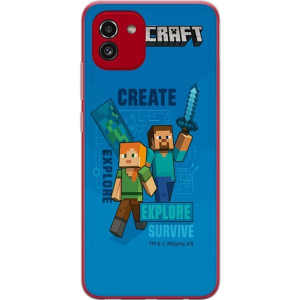 Samsung Galaxy A03 Läpinäkyvä kuori Minecraft Luolastot