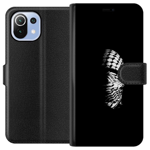 Xiaomi Mi 11 Lite Tegnebogsetui Keffiyeh-mønster - klassisk sort-hvid palæstinensisk tørklæde med kulturel betydning