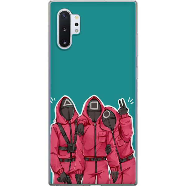 Samsung Galaxy Note10+ Genomskinligt Skal Squid Game Karaktärer Grafisk Design Seriefigurer Populär TV Motiv Asiatisk Stil Spännande Trend