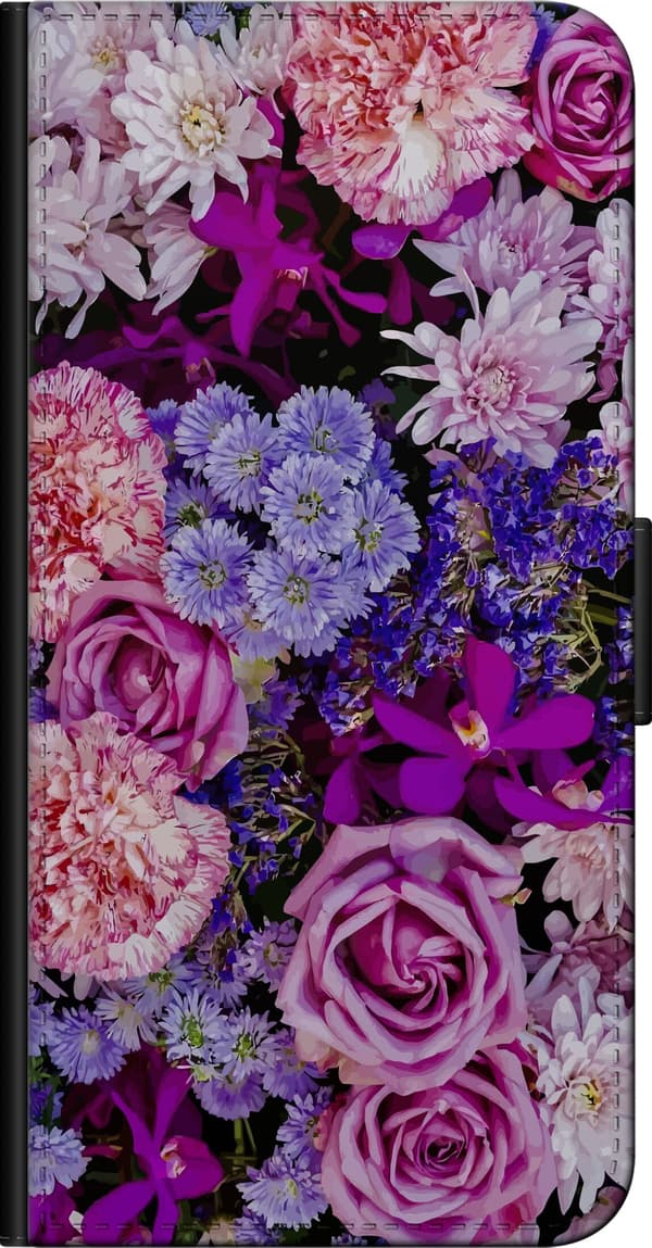 Kompatibelt Plånboksfodral till Xiaomi Redmi Note 9 Pro Rosa och lila blommor rosa