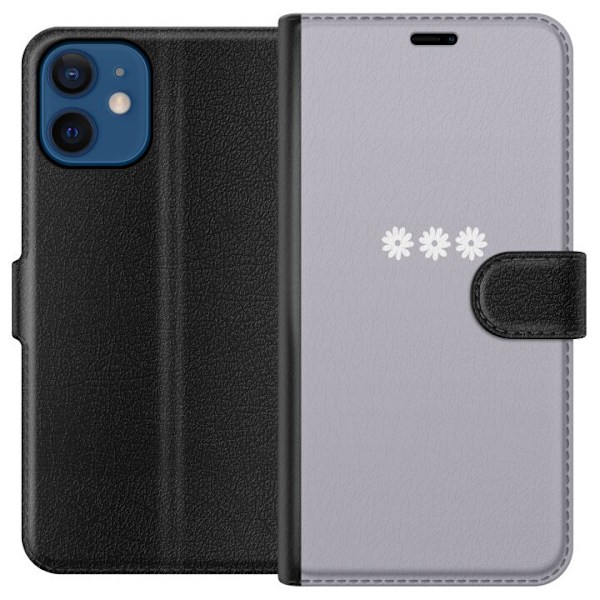 Apple iPhone 12  Tegnebogsetui Lilla Blomminimalisme - stilful