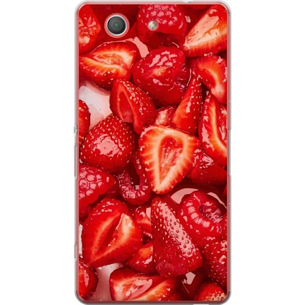 Sony Xperia Z3 Compact Läpinäkyvä kuori Mansikkakuviointi -