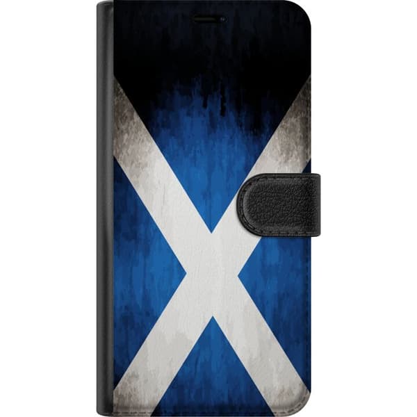 Kompatibelt Plånboksfodral till OnePlus 9 Skottlands flagga med grungeeffekt och blå vit design blå