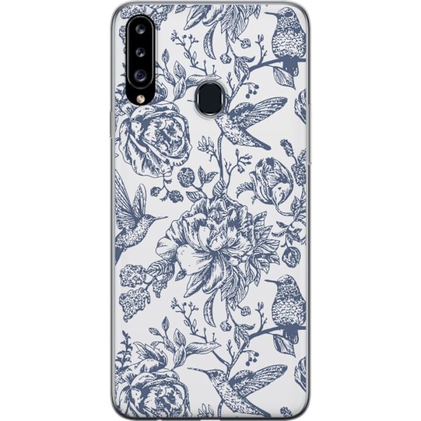 Samsung Galaxy A20s Läpinäkyvä kuori Kukat & Linnut - Romanttinen Vintage-tyylinen Kuviointi
