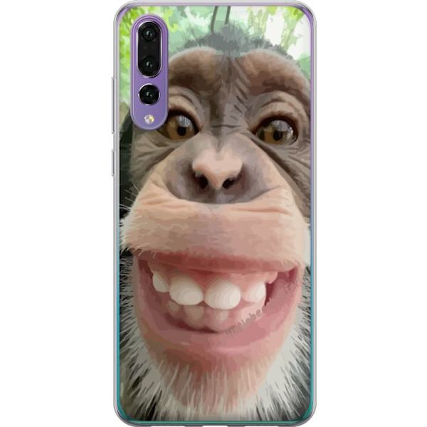 Huawei P20 Pro Läpinäkyvä kuori Simpanssi Selfie Rauhallinen Graafinen Suunnittelu Apinan Aihe Suosittu Urban Art Tyyli