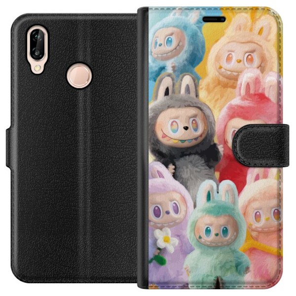 Huawei P20 lite Plånboksfodral Labubu Sketch Style – Handritat monster i tusch