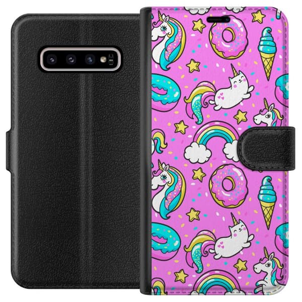 Kompatibelt Lommeboketui til Samsung Galaxy S10+ Unicorns