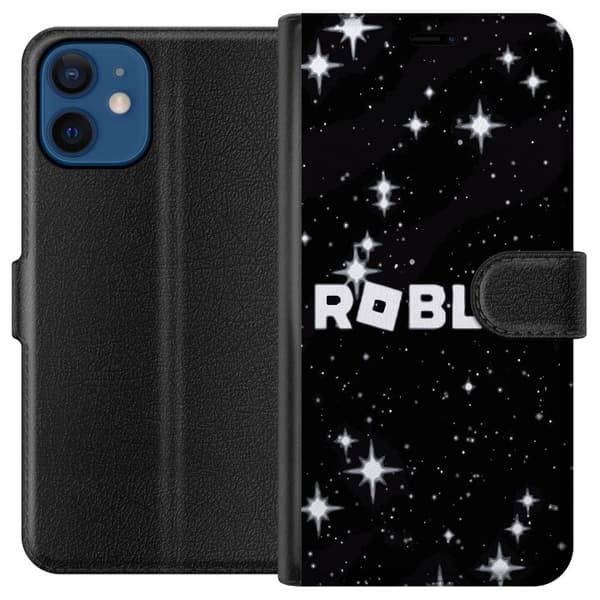 Kompatibel Tegnebogsetui til Apple iPhone 12 Roblox-logo i rummet med stjerner