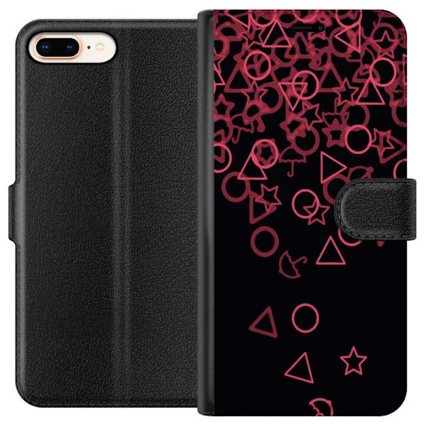Apple iPhone 8 Plus Plånboksfodral Squid Game Ikoner Serie Design Populärt TV Spel Ikoner Grafiskt Motiv Asiatisk Trend Dramaserie