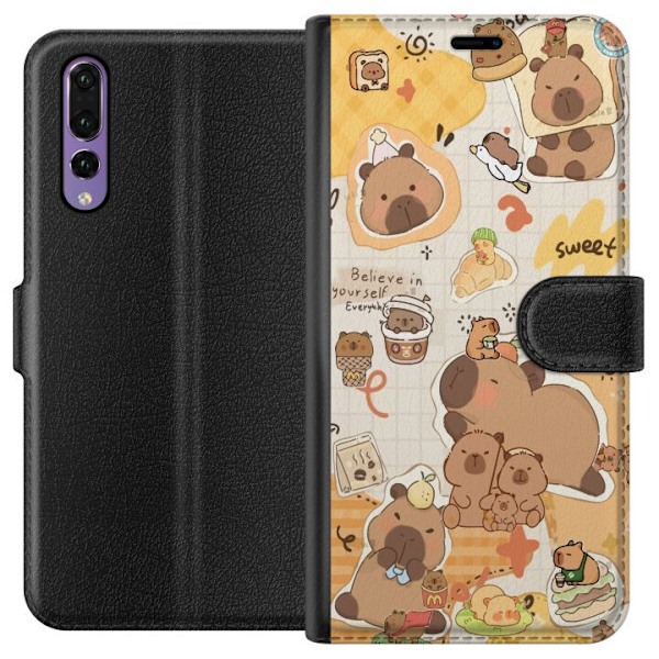 Huawei P20 Pro Plånboksfodral Kawaii capybara mobilskal med gulliga djurmotiv