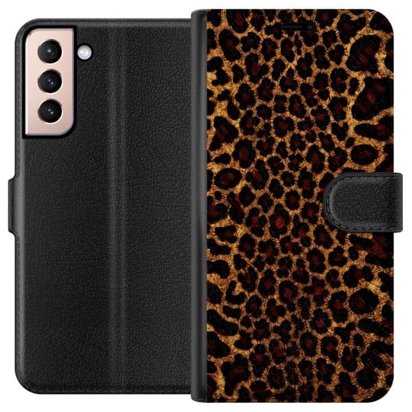 Kompatibelt Plånboksfodral till Samsung Galaxy S21 Wild Leopard brun